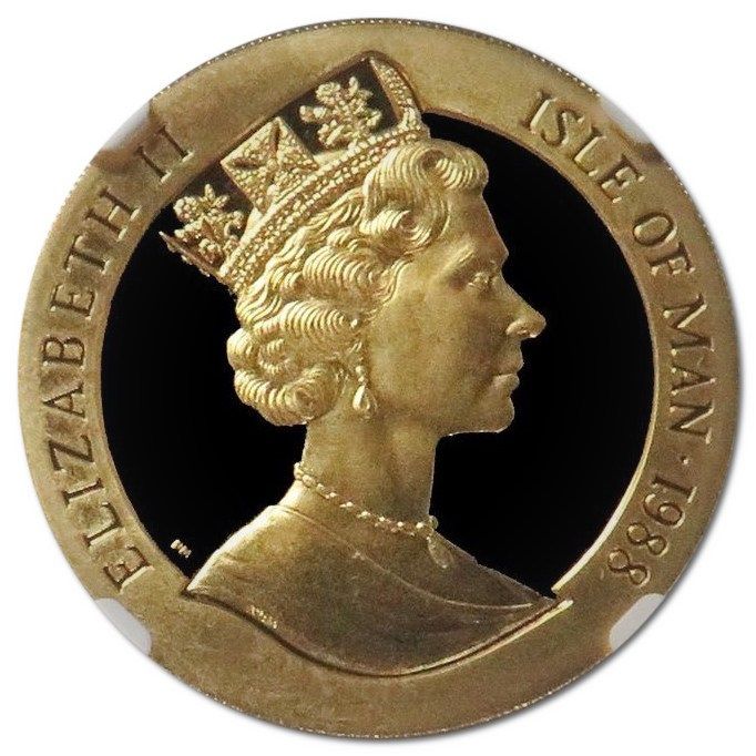 Isle of Man ½ Crown - Elizabeth II Bicentenary of Australia - Cockatoo on branch obverse