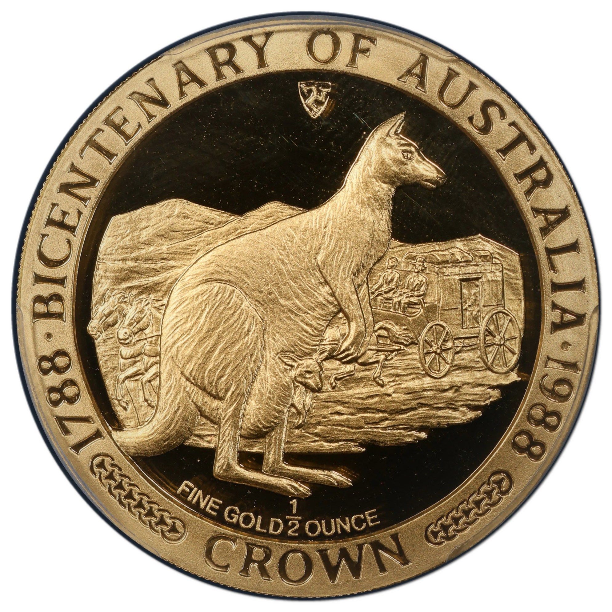 Isle of Man ½ Crown - Elizabeth II Bicentenary of Australia - Kangaroo