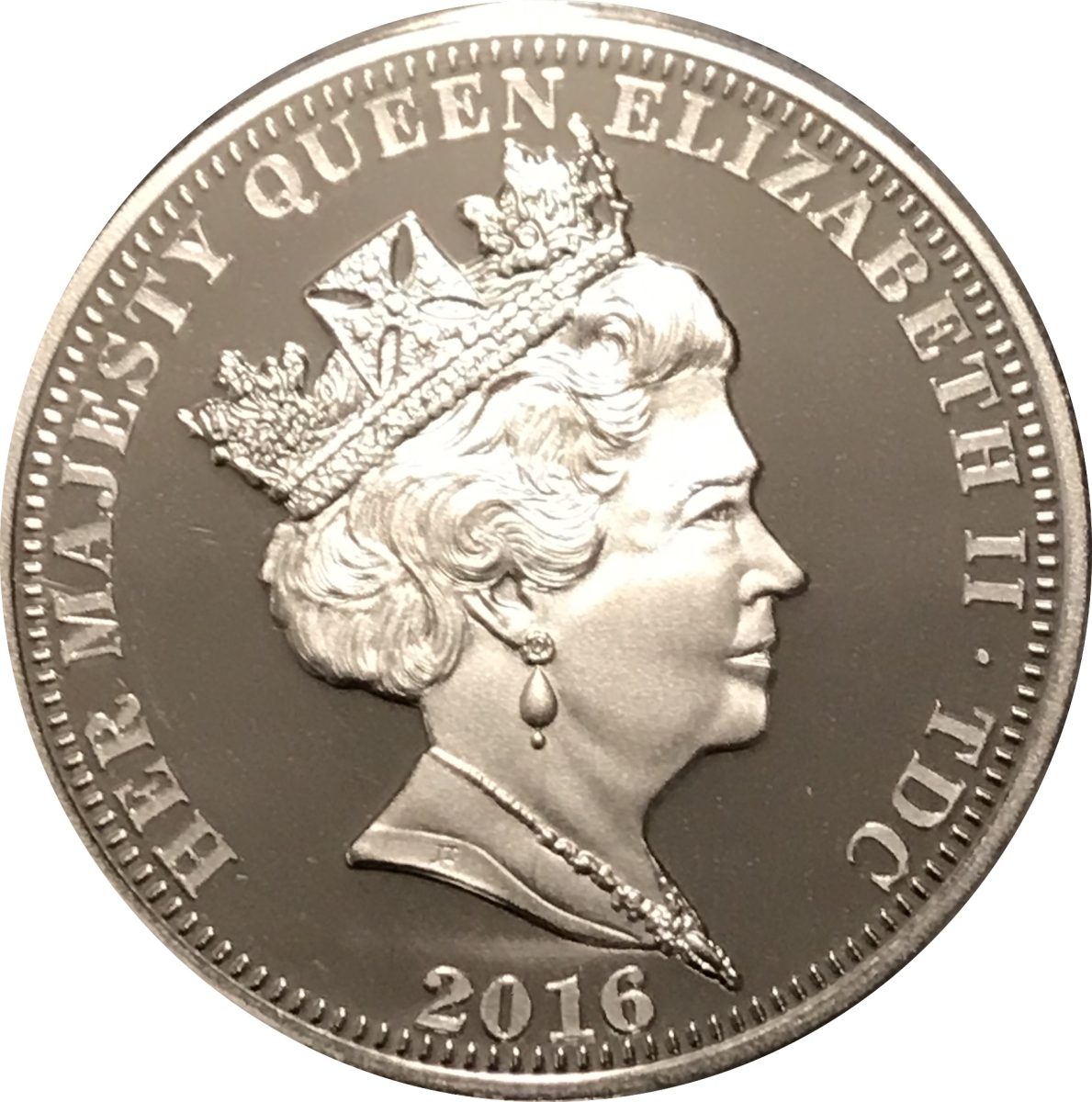 Tristan da Cunha 1 Crown - Elizabeth II 90th Birthday; The Lion and The Unicorn obverse