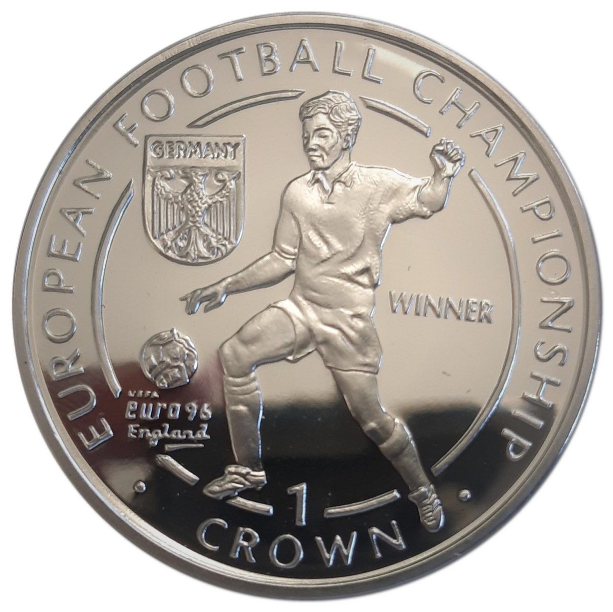 Isle of Man 1 Crown - Elizabeth II Euro 1996-Winner; Silver Proof reverse