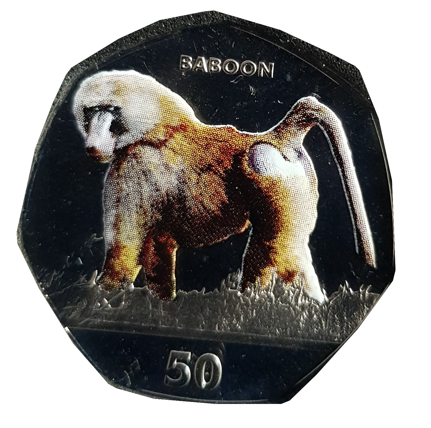 Gibraltar 50 Pence - Elizabeth II Baboon - Coloured