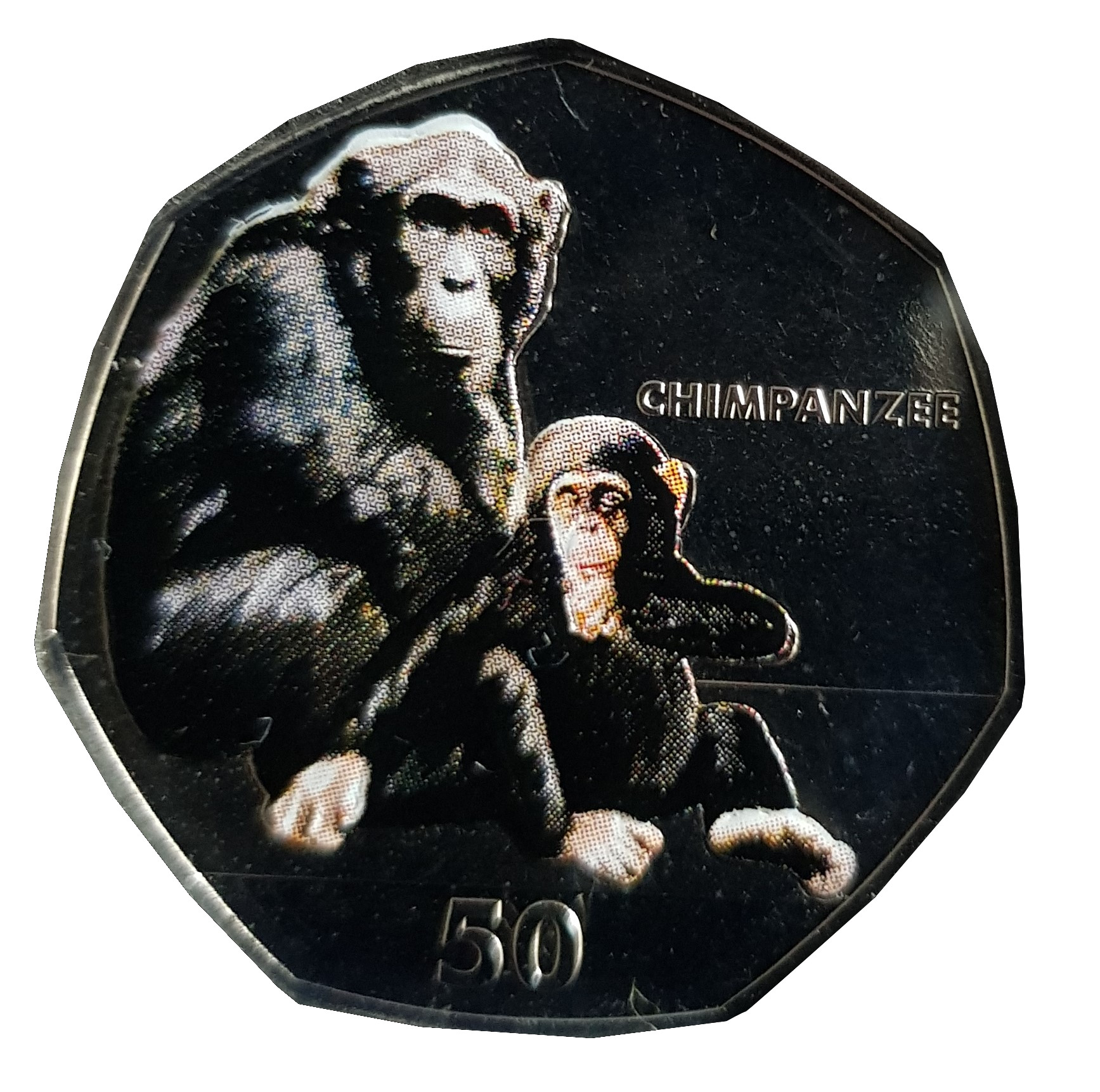 Gibraltar 50 Pence - Elizabeth II Chimpanzee - Coloured