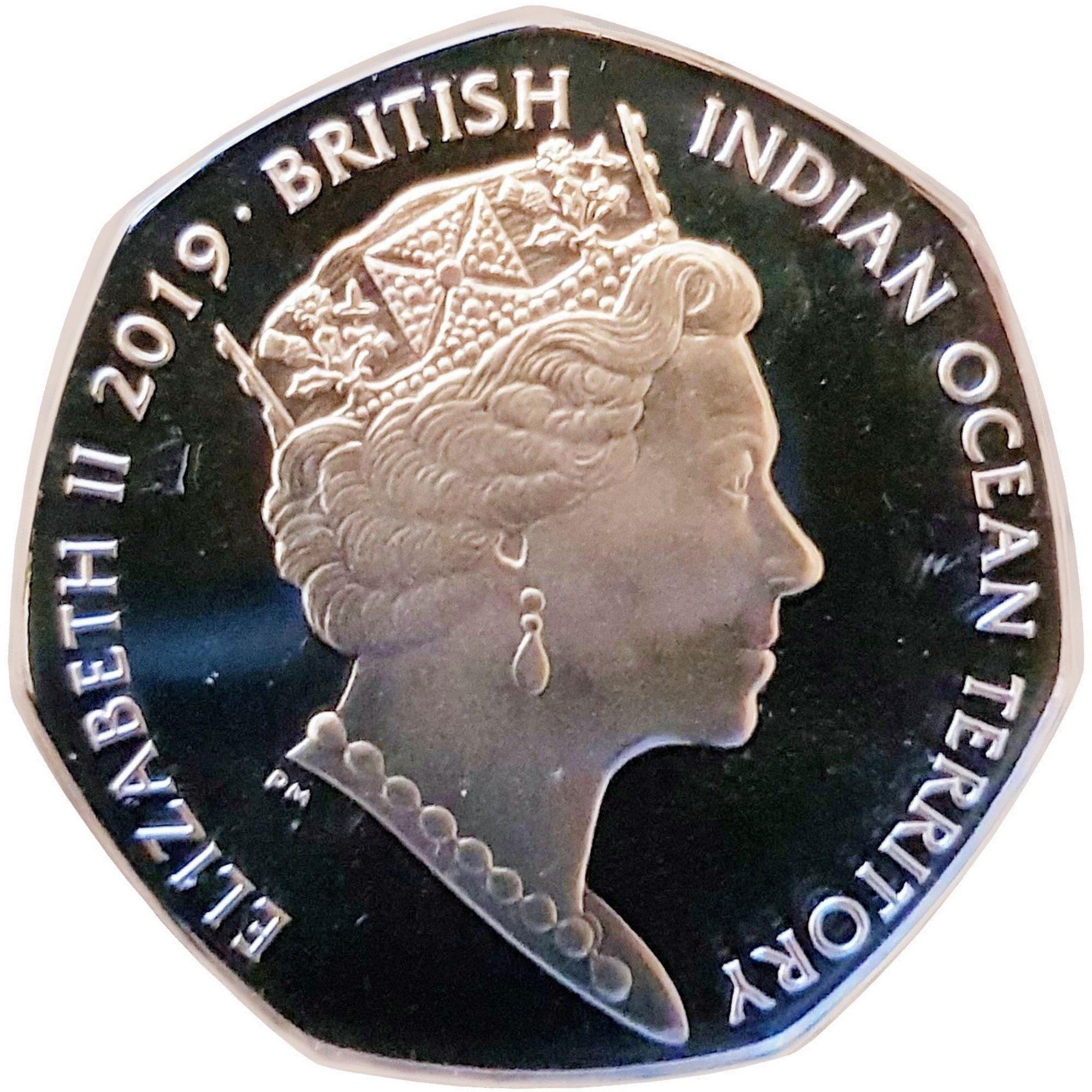British Indian Ocean Territory 50 Pence - Elizabeth II Leatherback turtle obverse