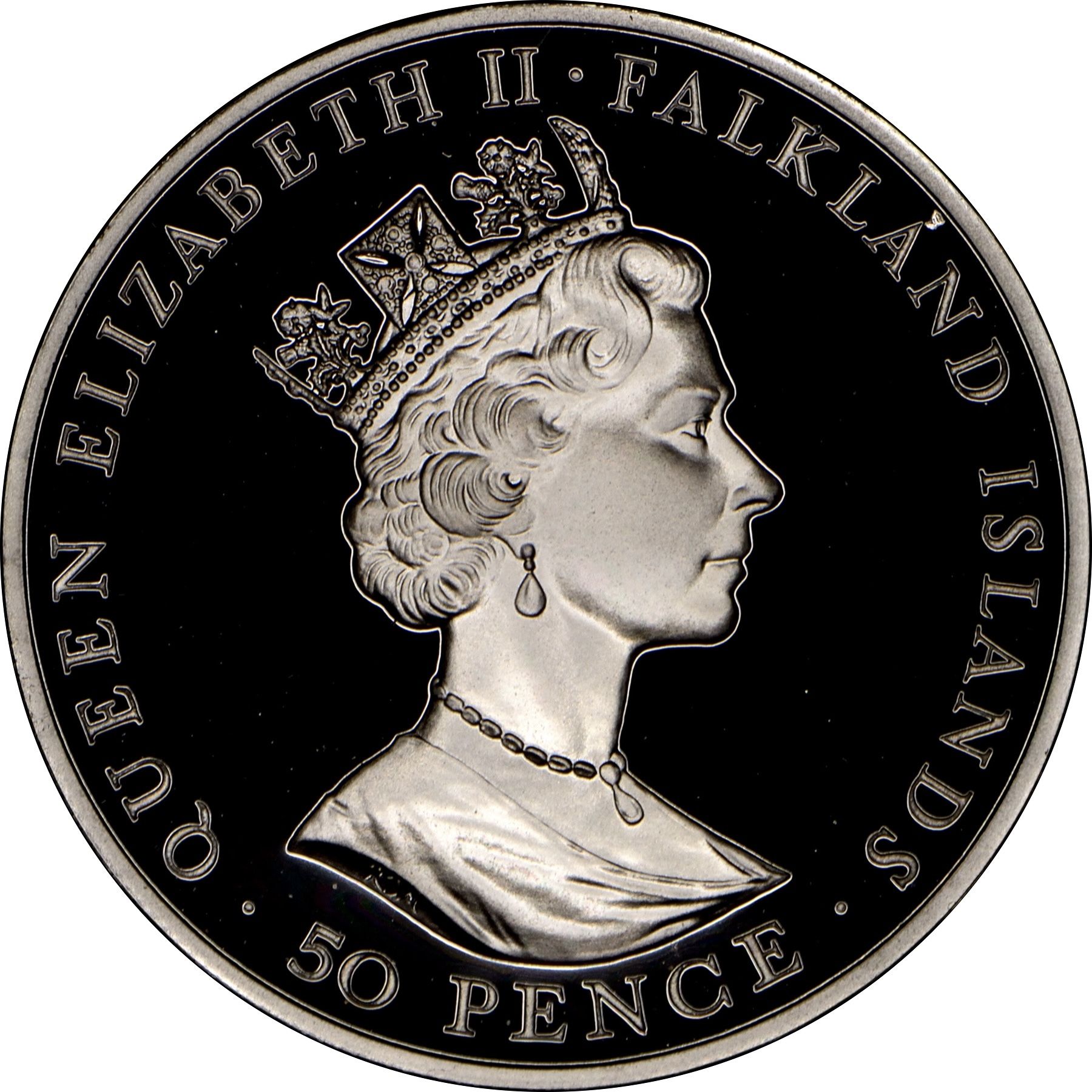 Falkland Islands 50 Pence - Elizabeth II Mt. Pleasant Airport; Silver Issue obverse