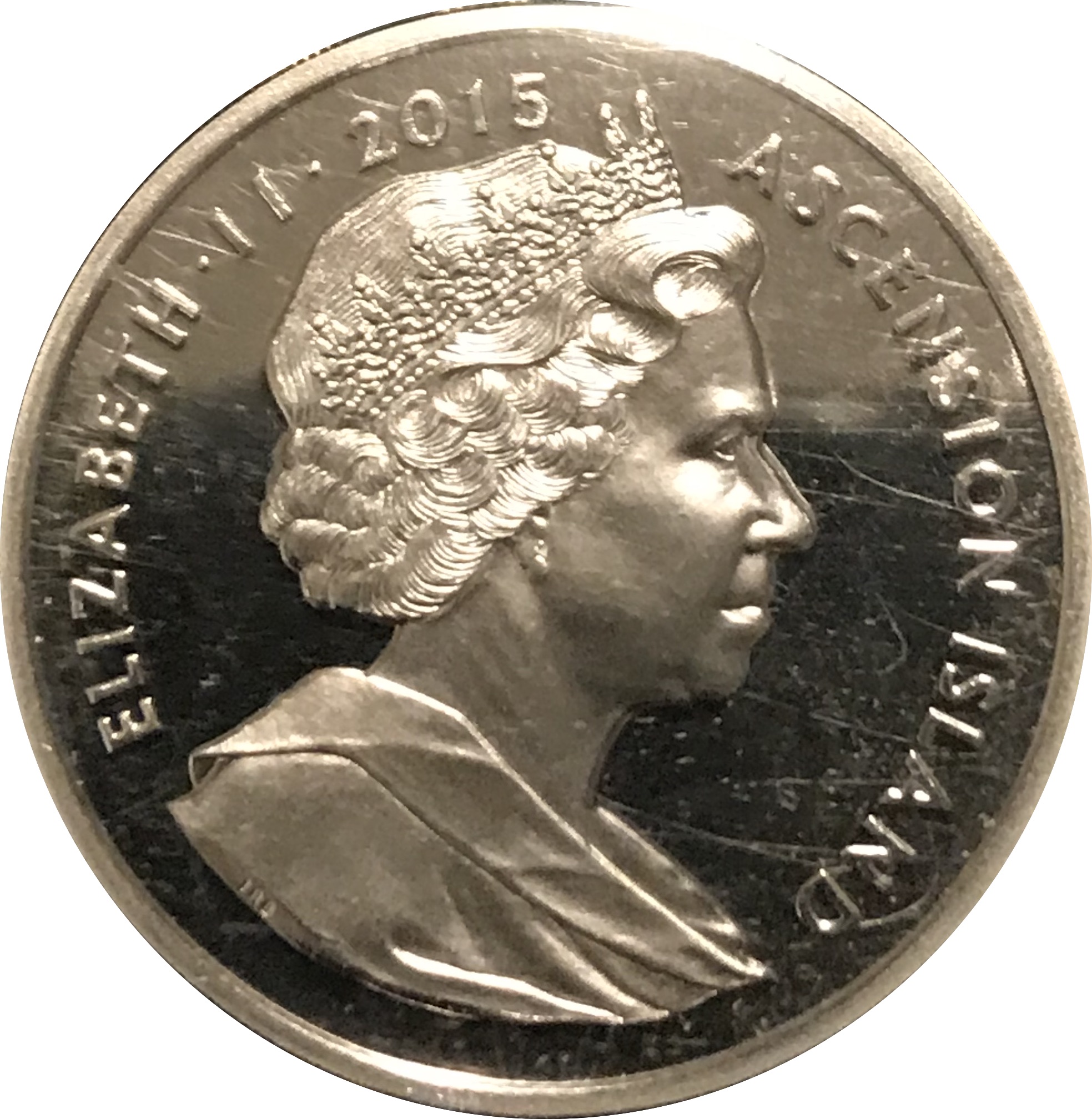 Ascension Island 1 Crown - Elizabeth II 275th Anniversary Composition Rule Britannia obverse
