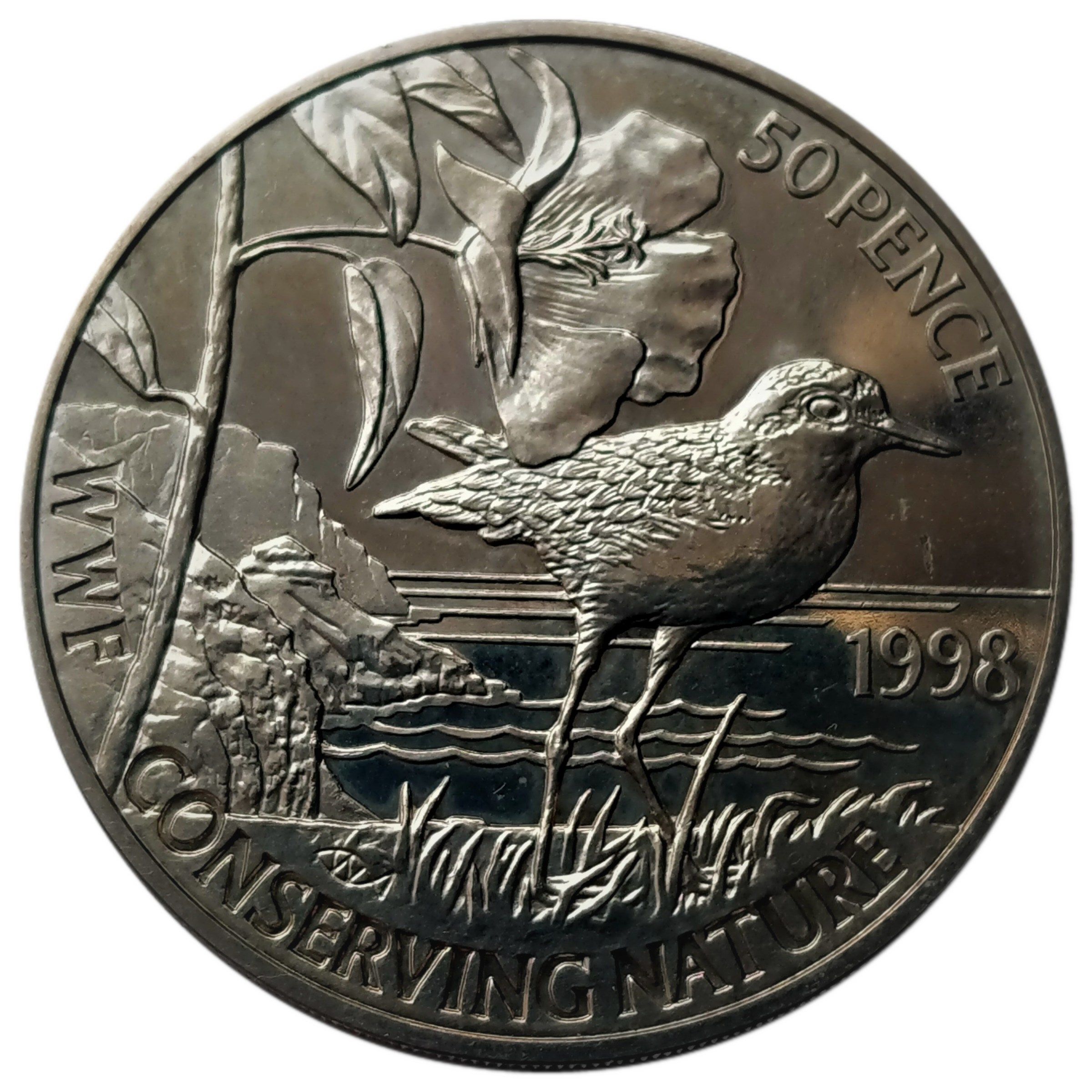 Saint Helena 50 Pence - Elizabeth II Rainpiper bird