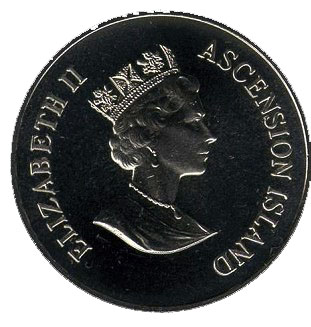 Ascension Island 50 Pence - Elizabeth II White-tailed tropicbird; Silver Proof Issue obverse