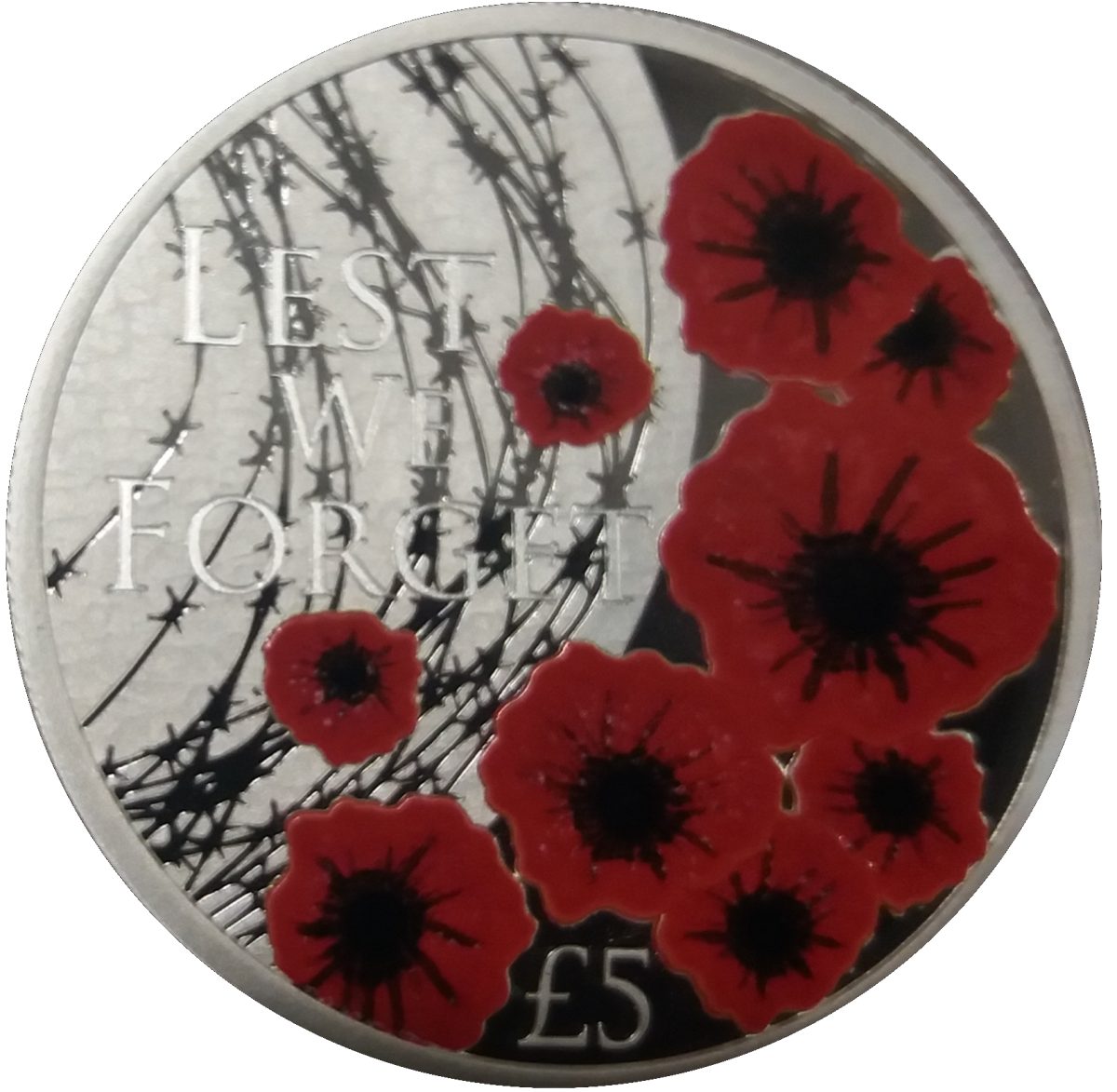 Alderney 5 Pounds - Elizabeth II 2019 Remembrance Day; Coloured