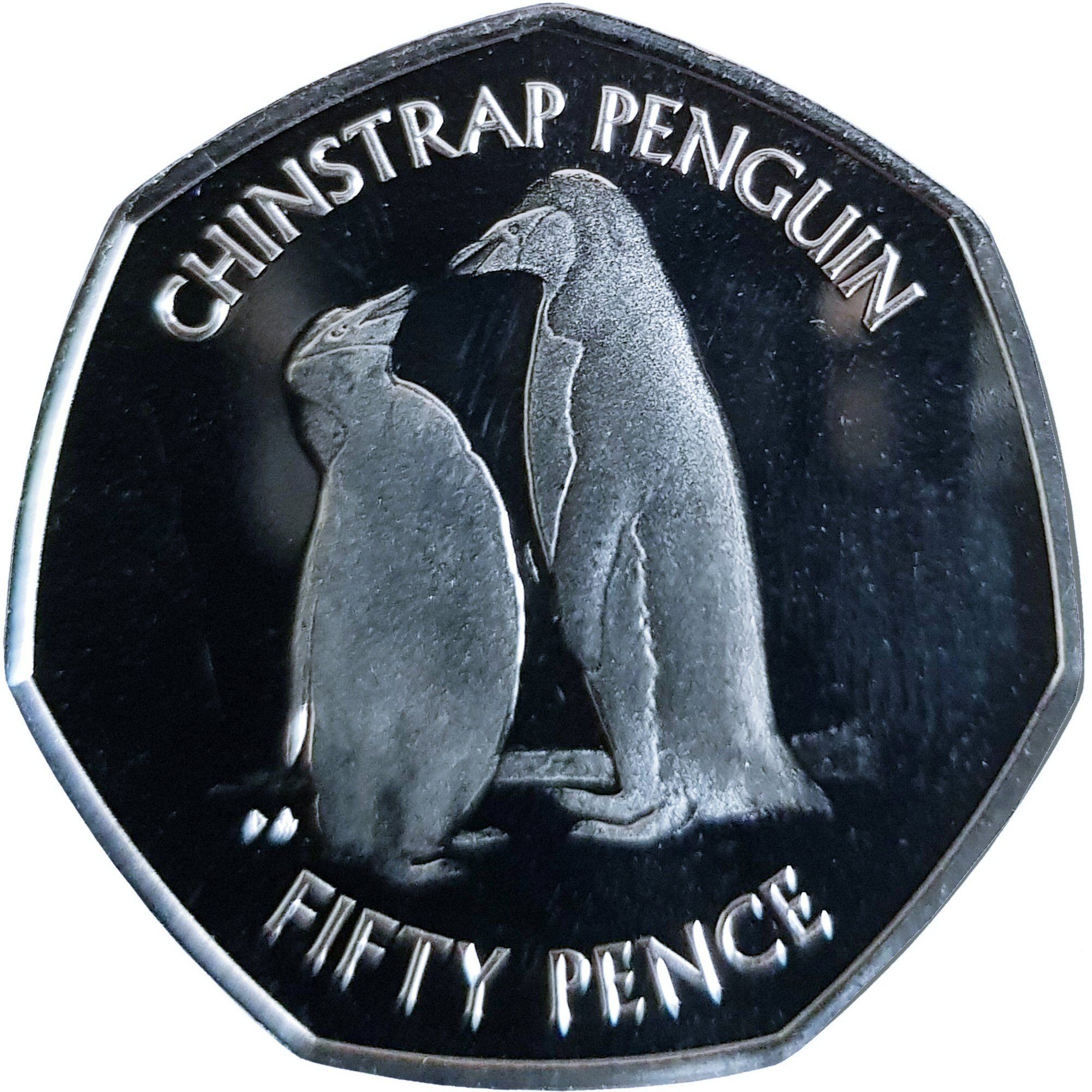 British Antarctic Territory 50 Pence - Elizabeth II Chinstrap penguin reverse