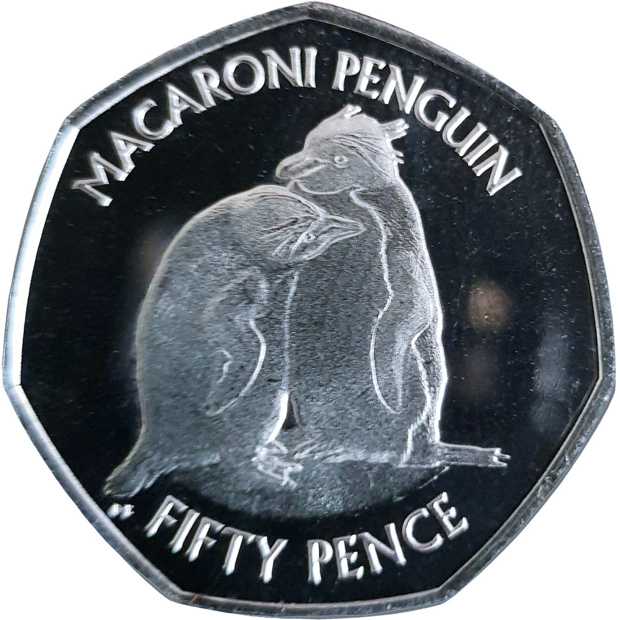 British Antarctic Territory 50 Pence - Elizabeth II Macaroni penguin reverse