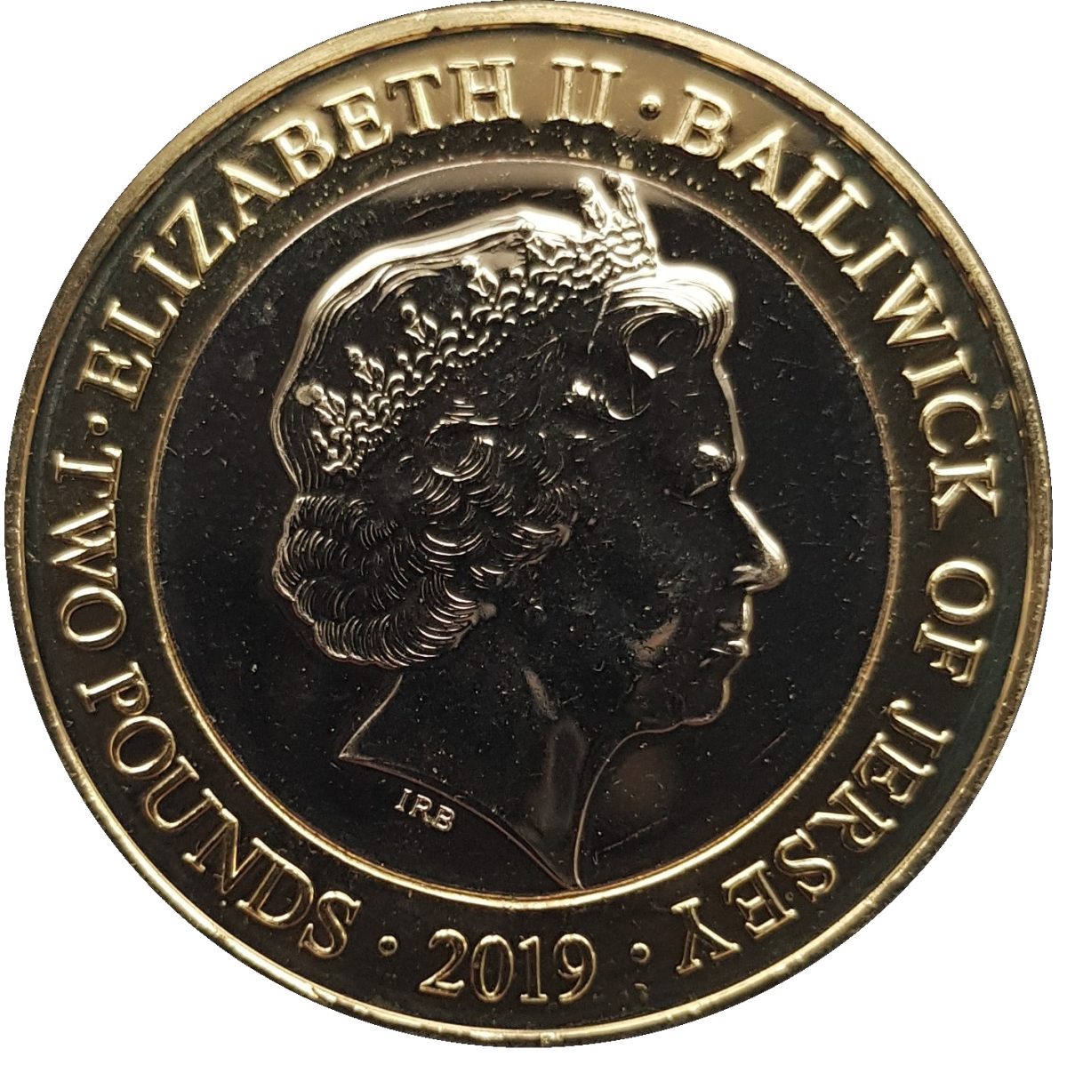 Jersey 2 Pounds - Elizabeth II 60th Anniversary of Jersey Zoo - Turtle obverse
