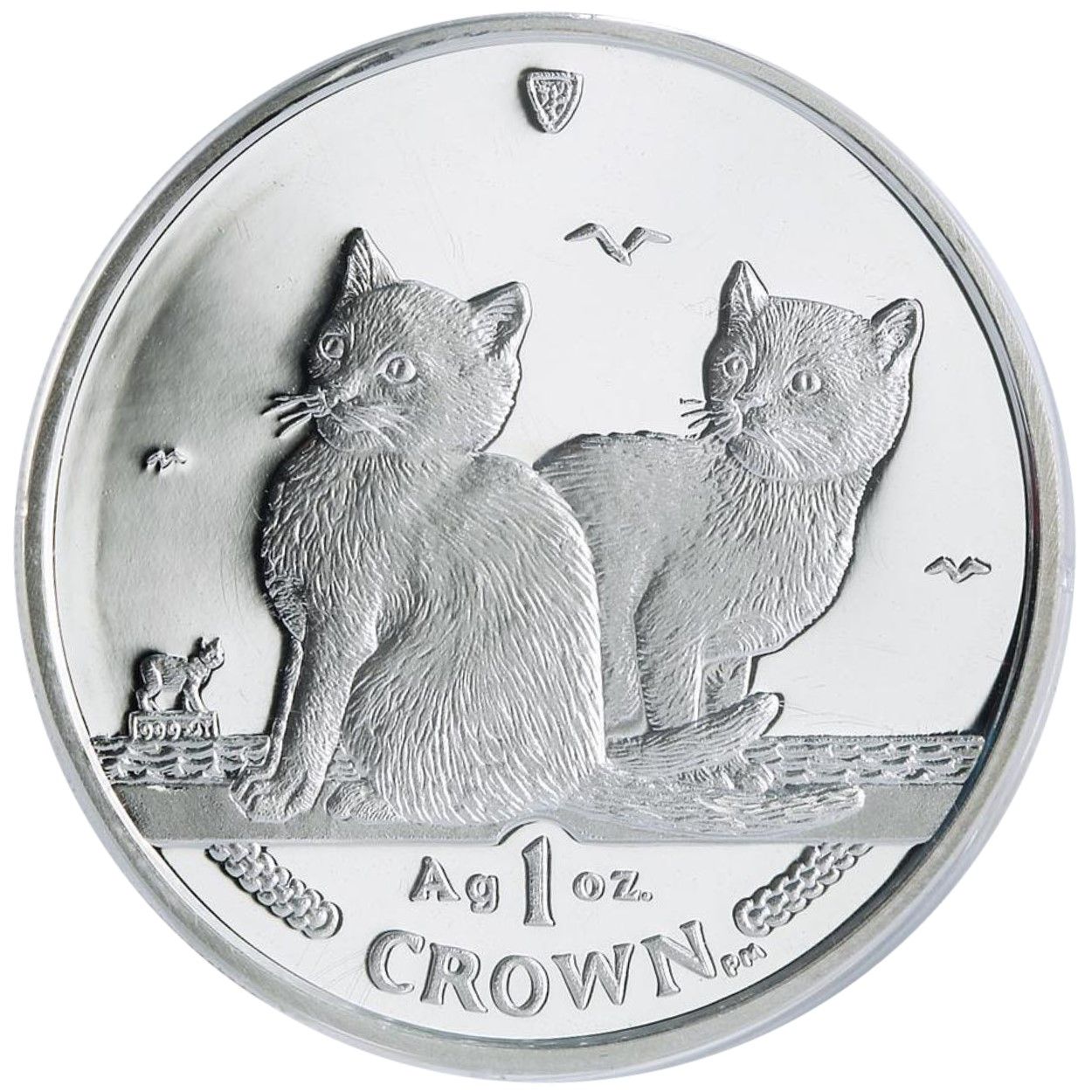 Isle of Man 1 Crown - Elizabeth II Balinese Cat; Silver reverse