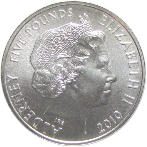 Alderney 5 Pounds - Elizabeth II Engagement of Prince William and Catherine Middleton obverse
