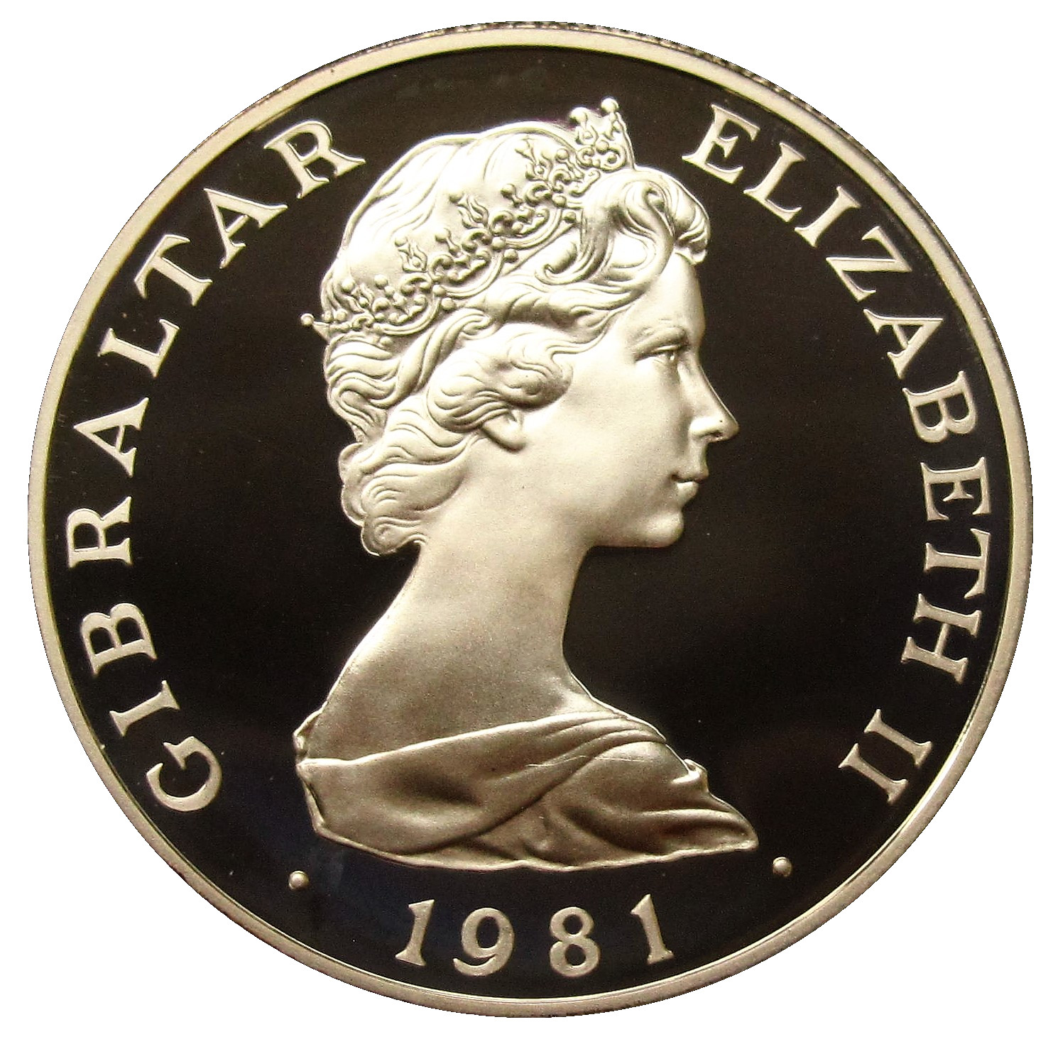Gibraltar 1 Crown - Elizabeth Royal Wedding; Silver Proof obverse