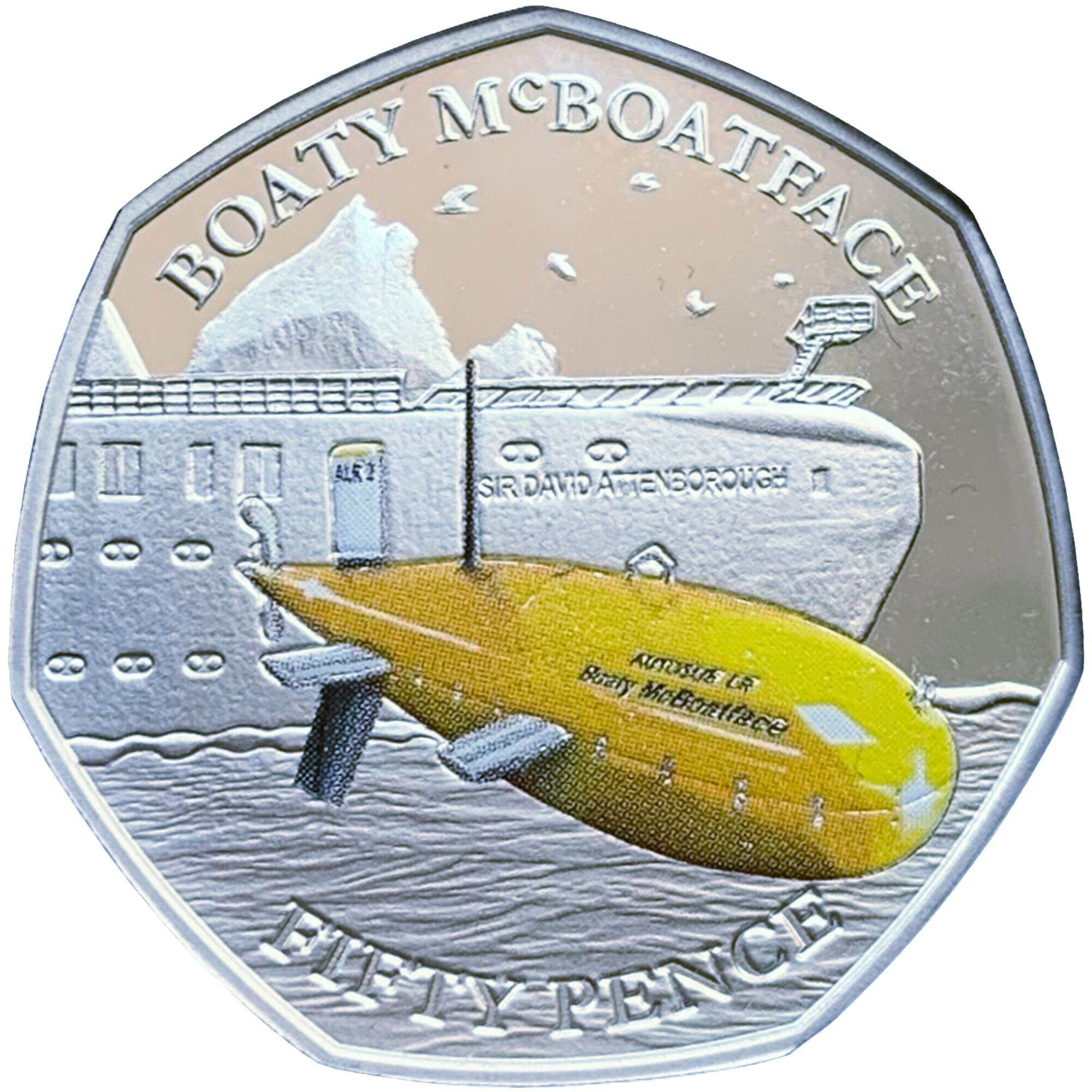 British Antarctic Territory 50 Pence - Elizabeth II Boaty McBoatface; Silver