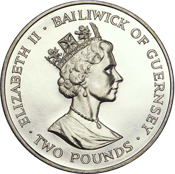 Guernsey 2 Pounds - Elizabeth II Emperor Moth obverse