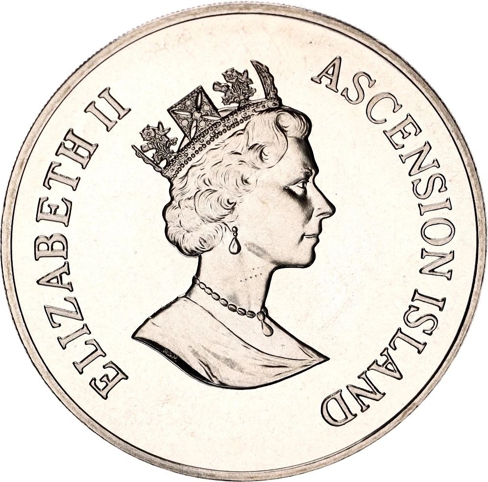 Ascension Island 50 Pence - Elizabeth II White-tailed tropicbird obverse