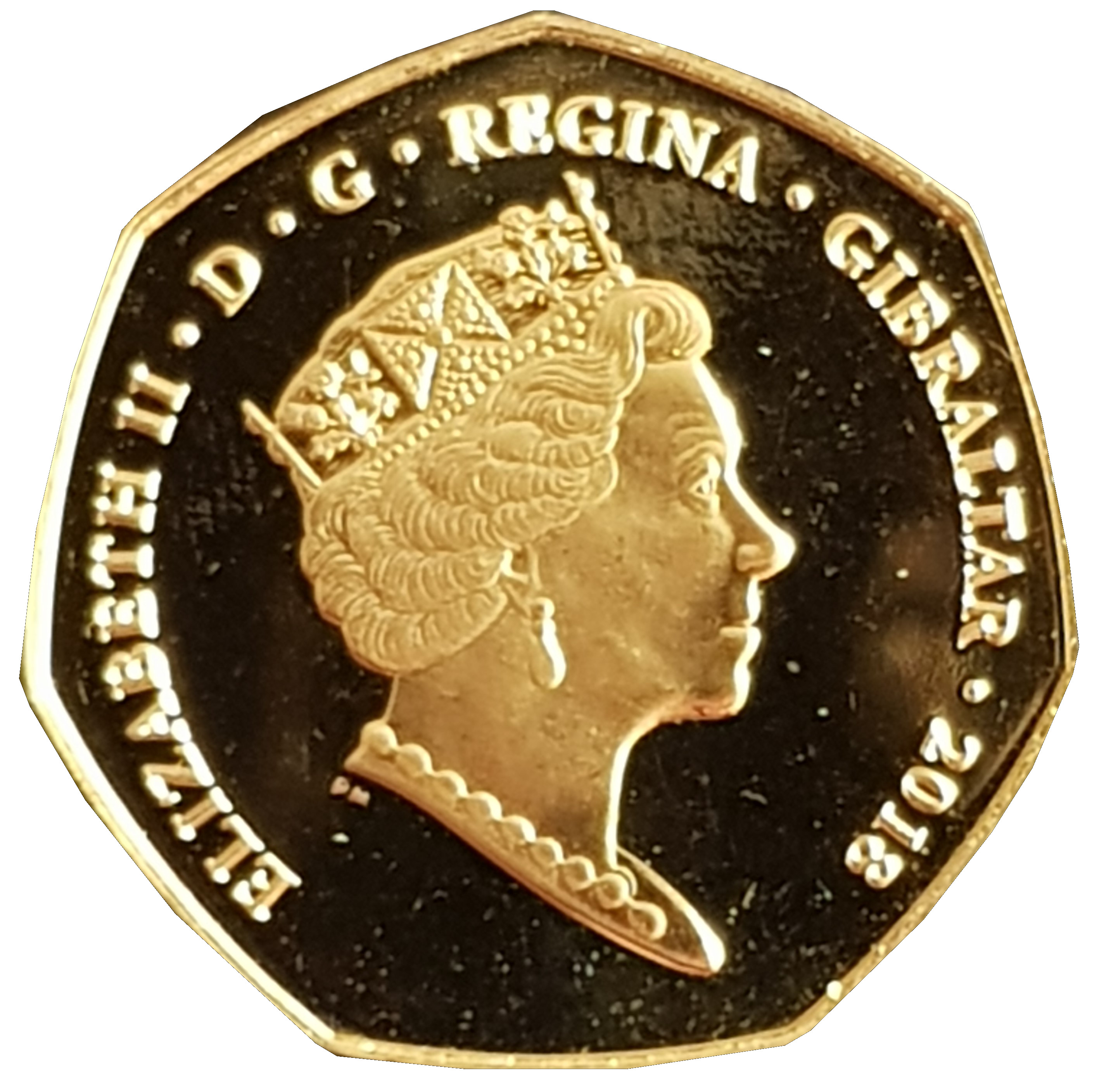 Gibraltar 50 Pence - Elizabeth II Red Colobus Monkey obverse