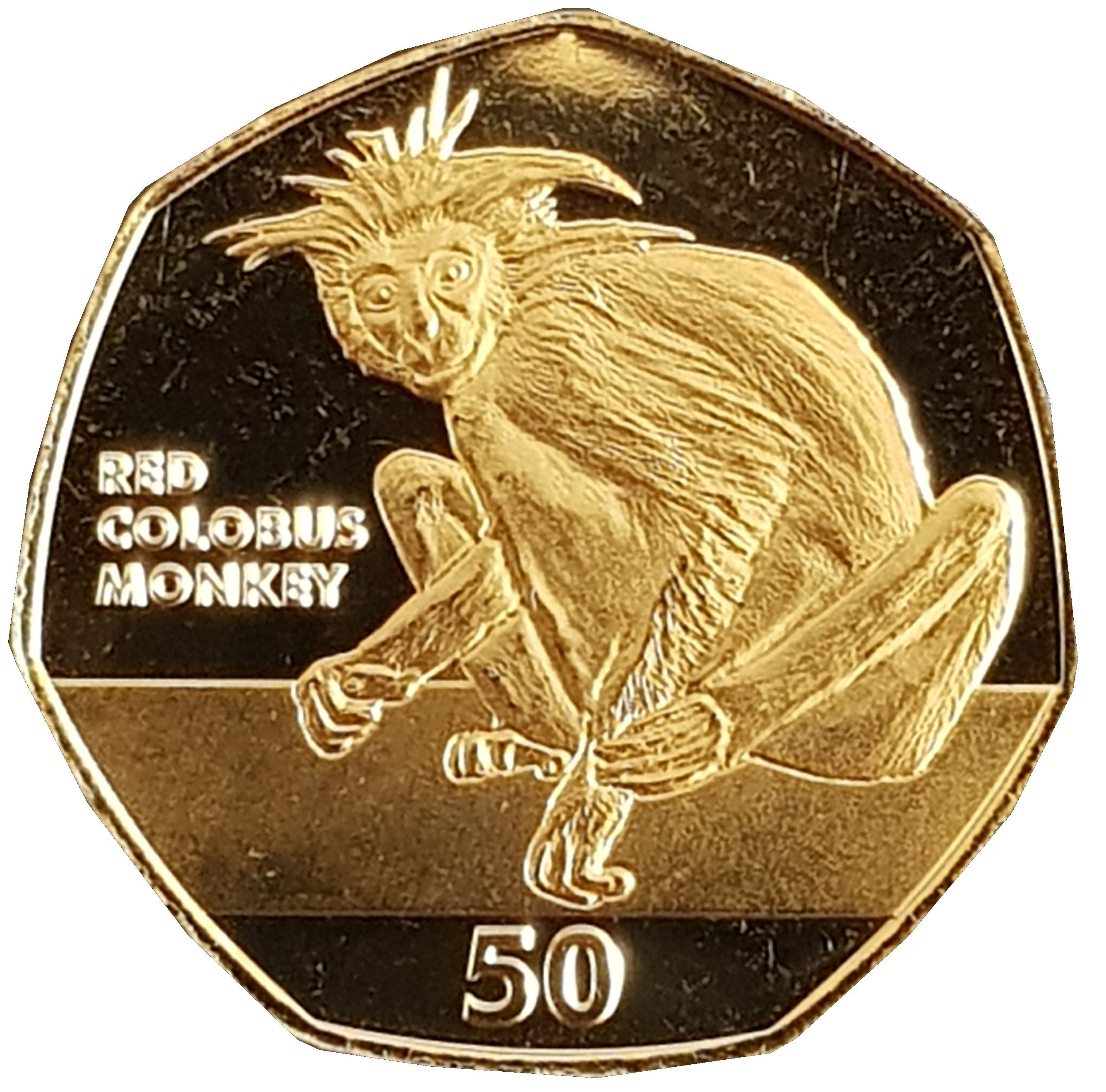 Gibraltar 50 Pence - Elizabeth II Red Colobus Monkey reverse