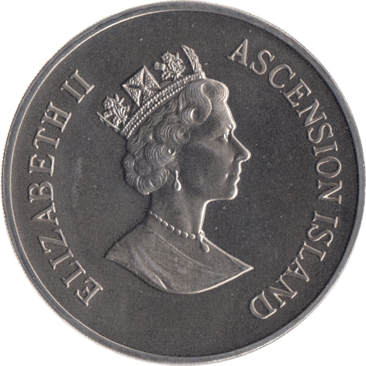 Ascension Island 50 Pence - Elizabeth II Frigate birds obverse