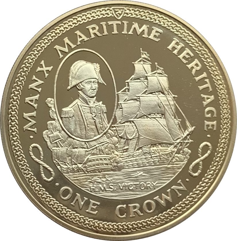 Isle of Man 1 Crown - Elizabeth II H.M.S. Victory; Silver issue