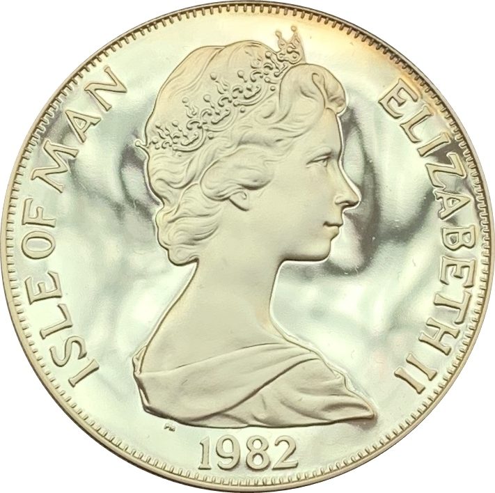 Isle of Man 1 Crown - Elizabeth II P.S. Mona's Queen II; Silver issue obverse