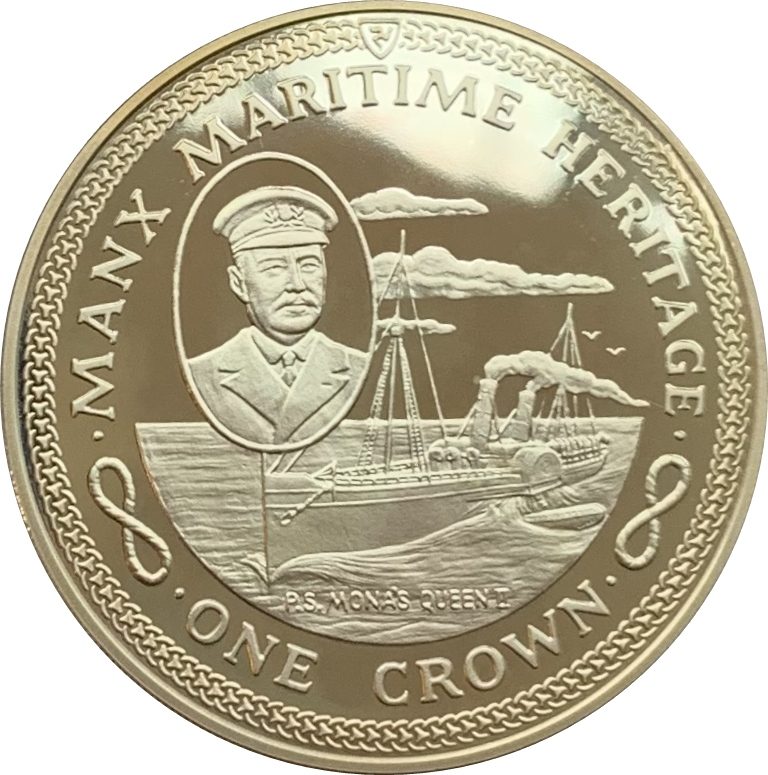 Isle of Man 1 Crown - Elizabeth II P.S. Mona's Queen II; Silver issue reverse