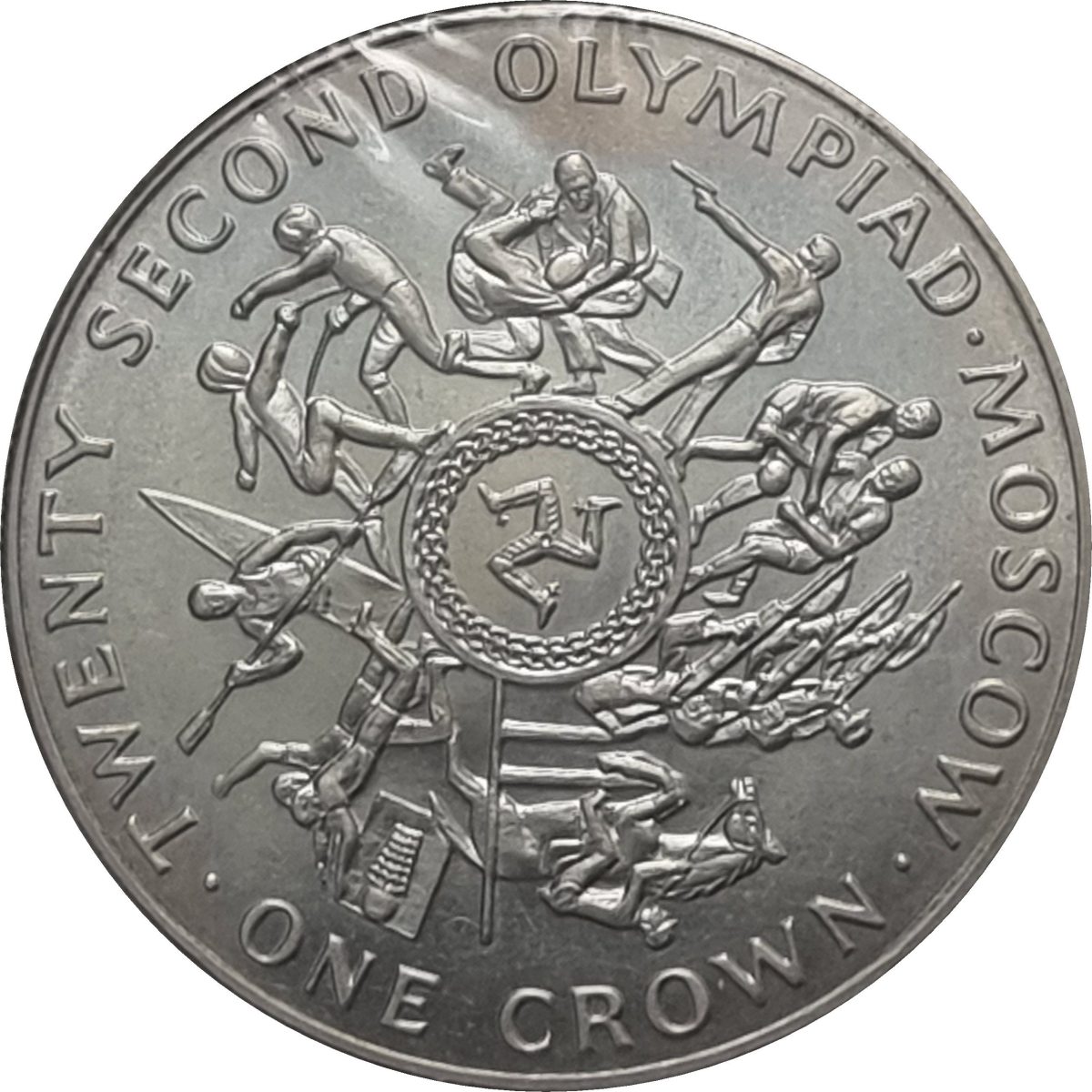 Isle of Man 1 Crown - Elizabeth II Moscow Olympics reverse