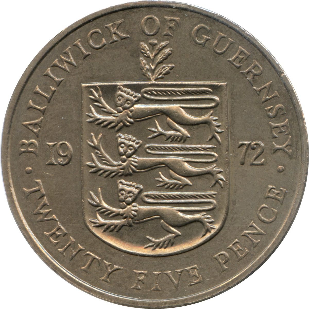 Guernsey 25 Pence - Elizabeth II Silver Wedding obverse
