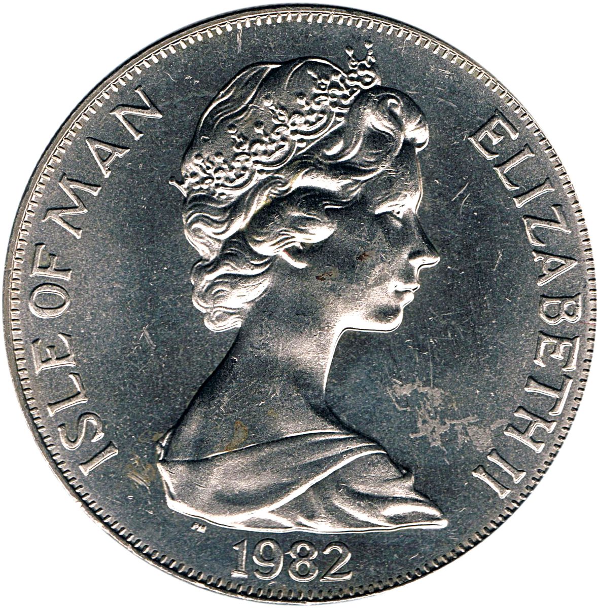 Isle of Man 1 Crown - Elizabeth II Mayflower obverse