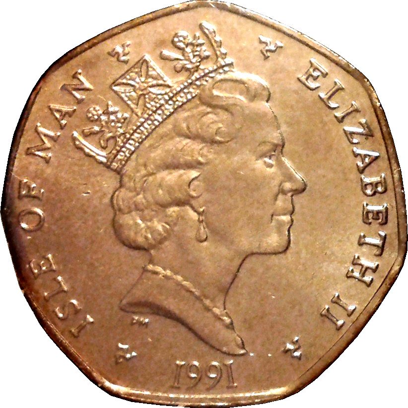 Isle of Man 20 Pence - Elizabeth II Combine harvester obverse