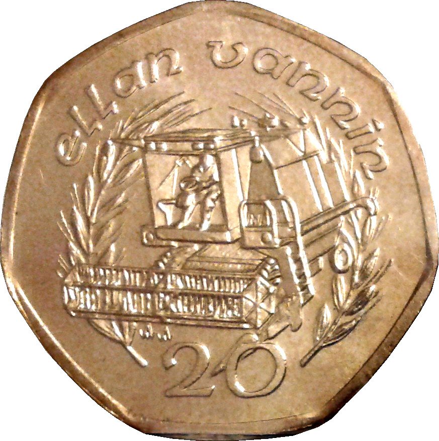 Isle of Man 20 Pence - Elizabeth II Combine harvester