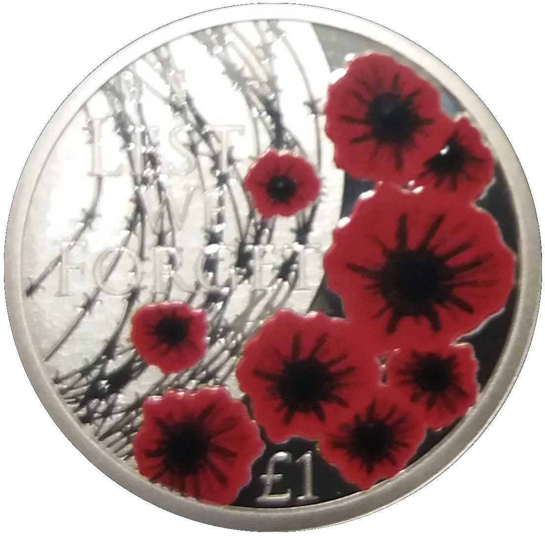 Alderney 1 Pound - Elizabeth II Remembrance Day; Silver