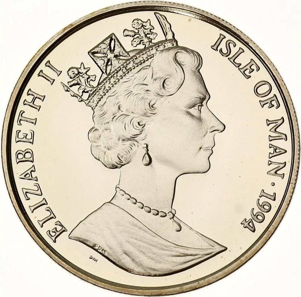 Isle of Man 15 ECUs - Elizabeth II Manx cat on shield obverse