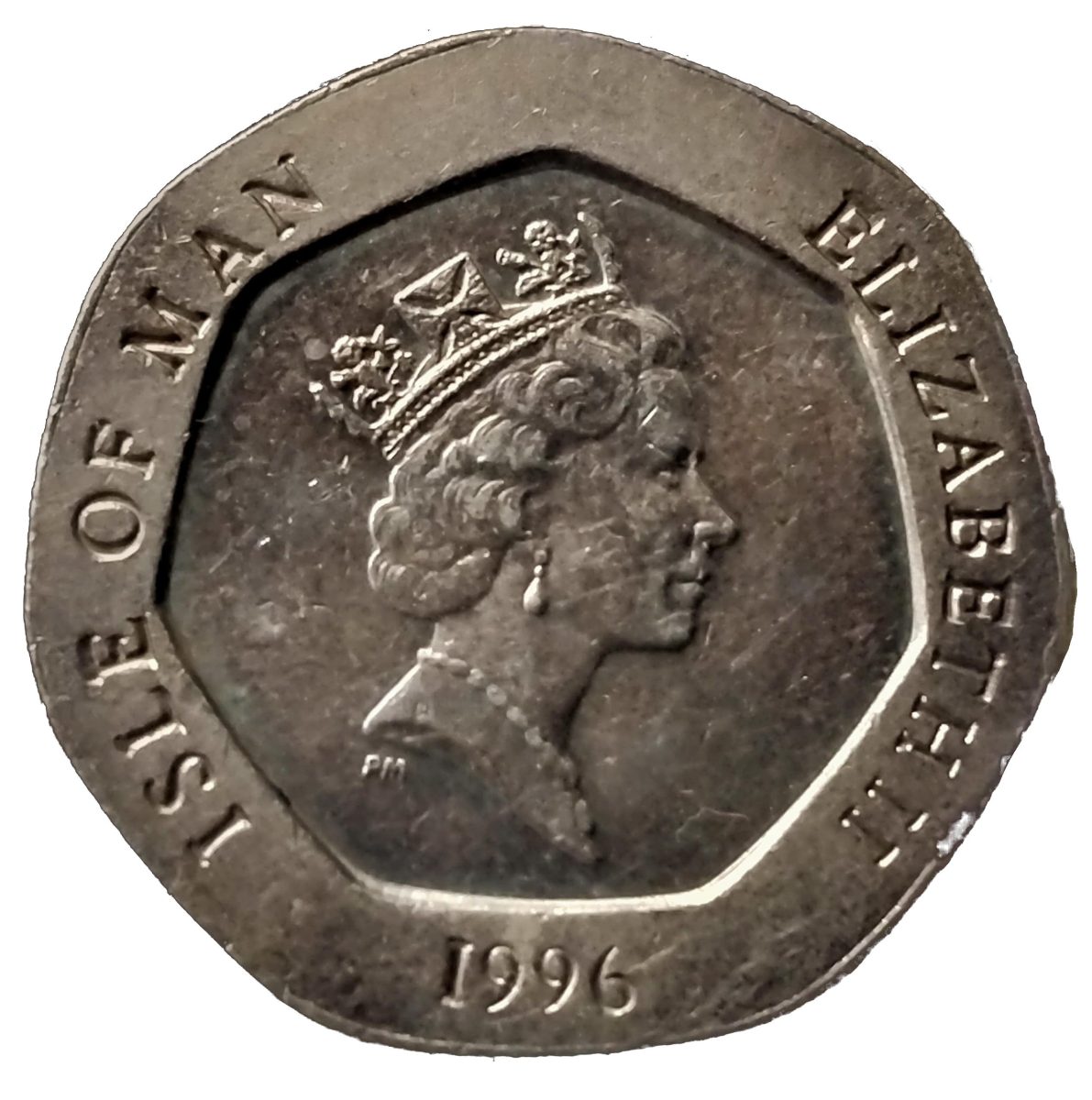 Isle of Man 20 Pence - Elizabeth II Race cars obverse