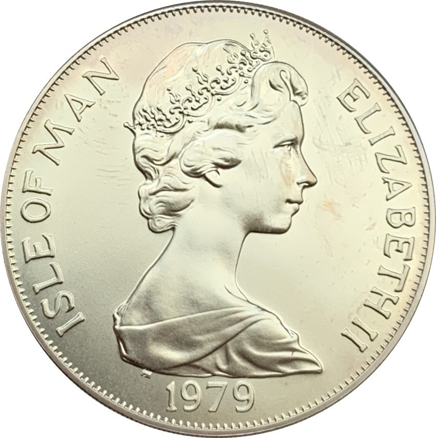 Isle of Man 1 Crown - Elizabeth II Tynwald - Standing figure and ship; Silver Proof obverse