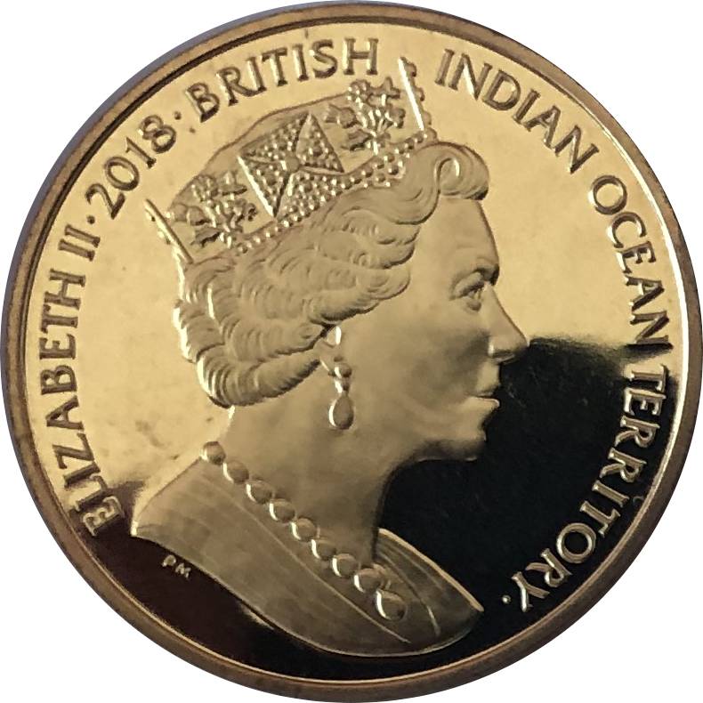 British Indian Ocean Territory 2 Pounds - Elizabeth II The Lion and the Unicorn; Gold plated obverse