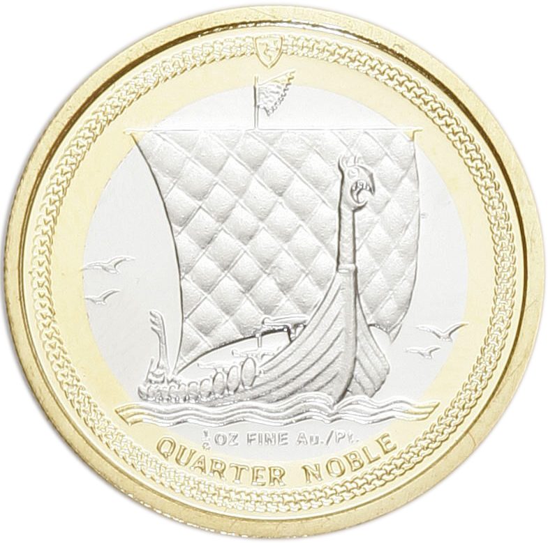Isle of Man ¼ Noble - Elizabeth II Longboat; Bimetallic