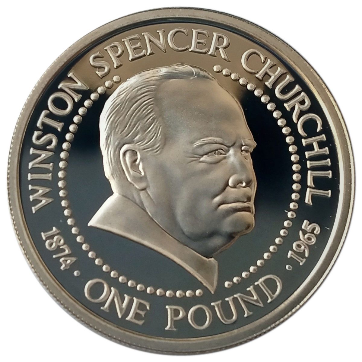 Guernsey 1 Pound - Elizabeth II Sir Winston Churchill - Silver