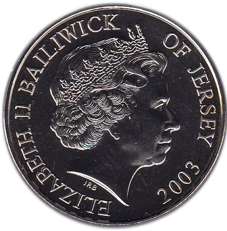Jersey 5 Pounds - Elizabeth II Royal Navy; Silver issue obverse