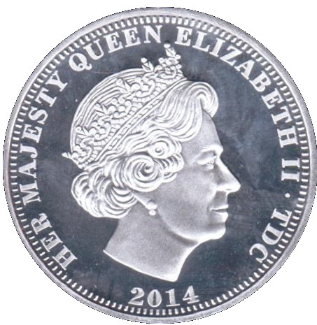 Tristan da Cunha 1 Crown - Elizabeth II William and Catherine, Summer of 2012 obverse