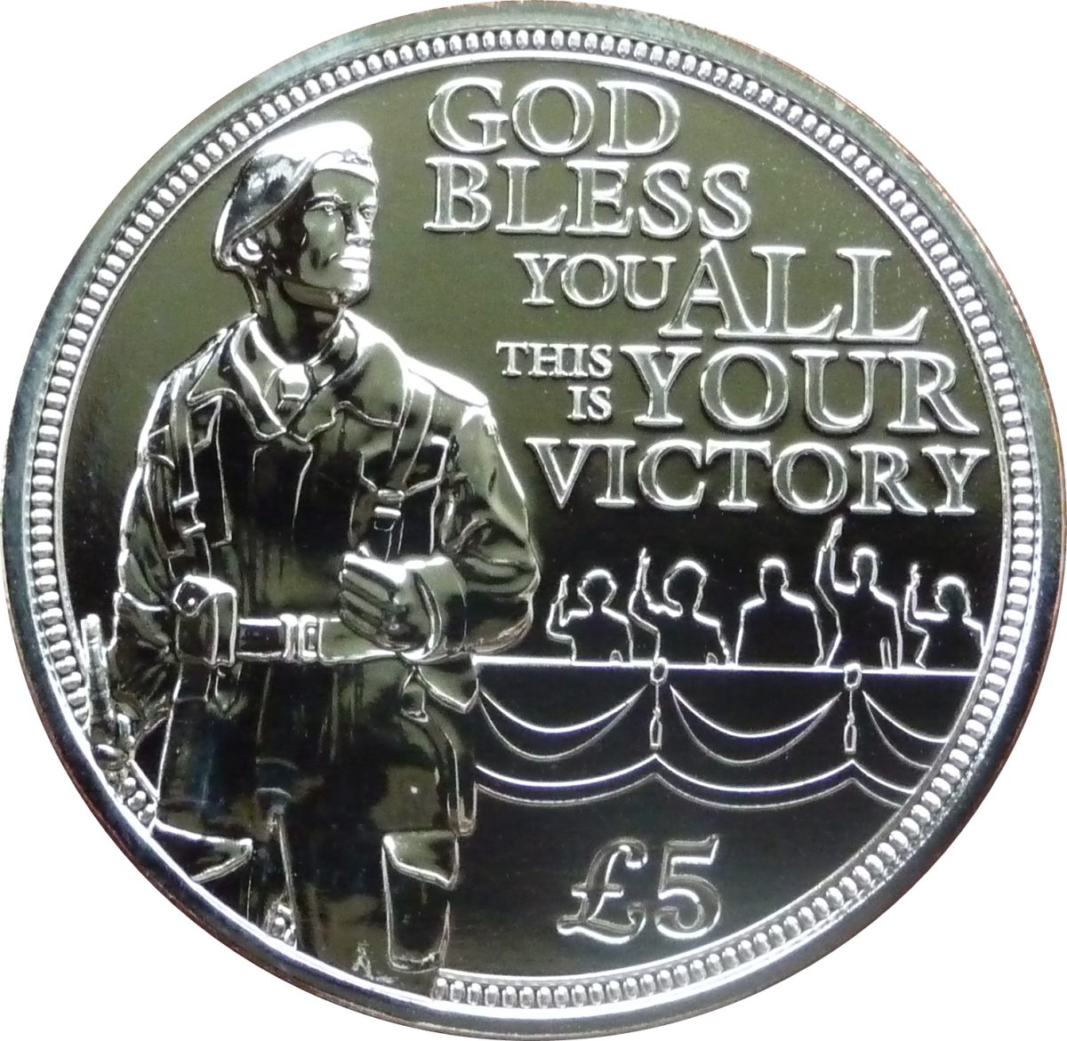 Guernsey 5 Pounds - Elizabeth II 75th Anniversary-V.E. Day