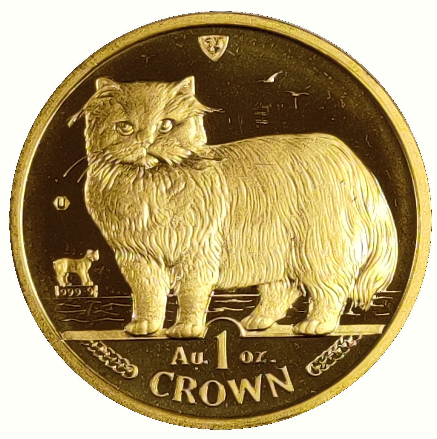 Isle of Man 1 Crown - Elizabeth II Persian Cat; Gold reverse