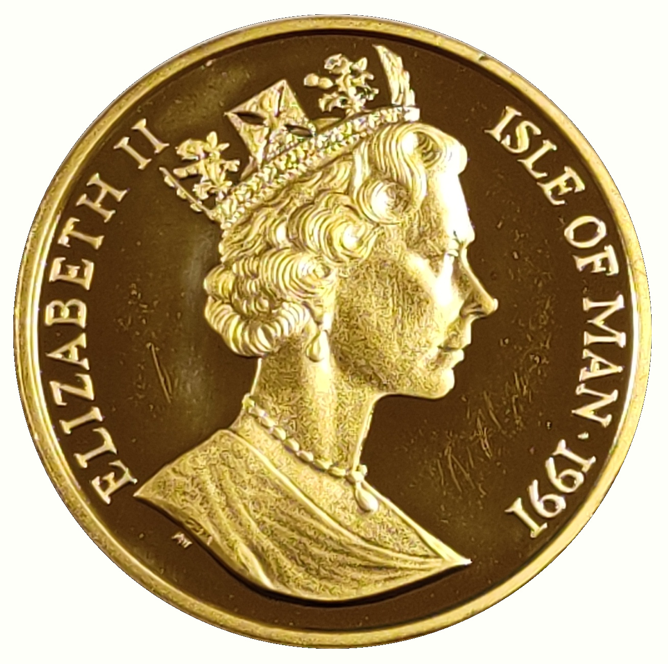 Isle of Man 1 Crown - Elizabeth II Norwegian Cat; Gold obverse