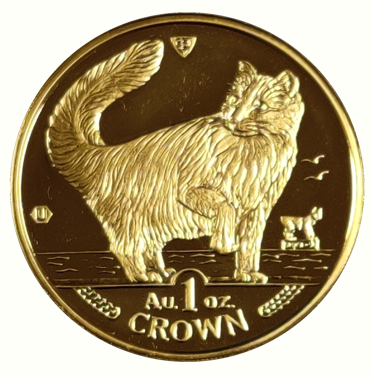 Isle of Man 1 Crown - Elizabeth II Norwegian Cat; Gold reverse