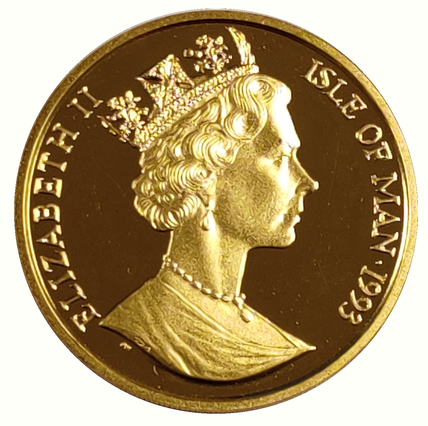Isle of Man 1 Crown - Elizabeth II Maine Coon Cat; Gold obverse