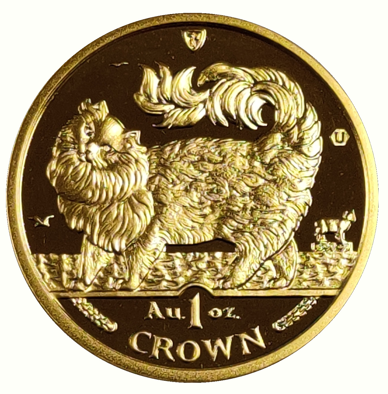 Isle of Man 1 Crown - Elizabeth II Maine Coon Cat; Gold