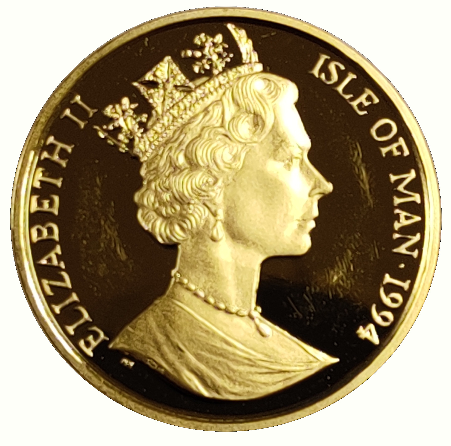 Isle of Man 1 Crown - Elizabeth II Japanese Bobtail Cat; Gold obverse