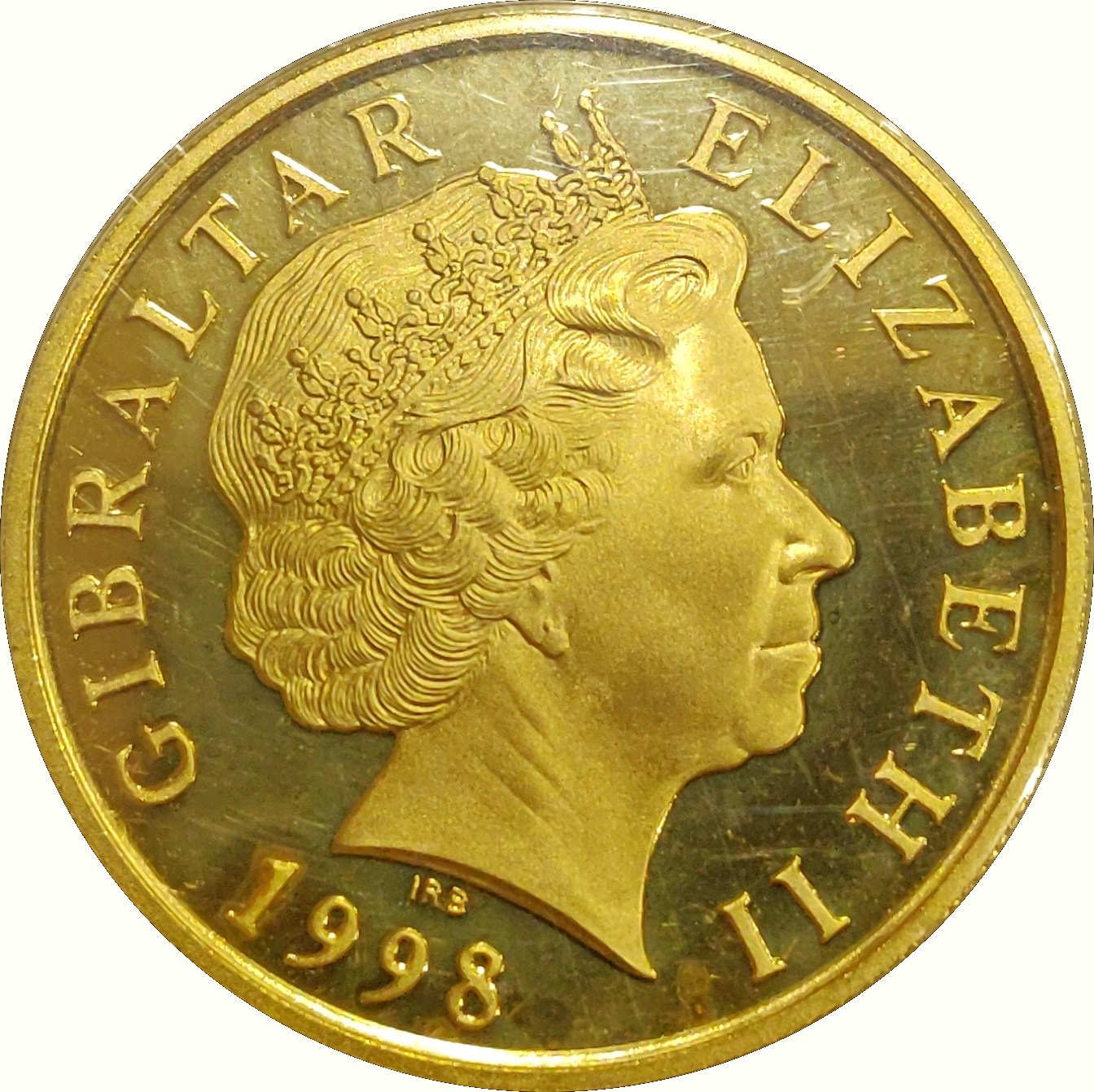 Gibraltar 5 Pounds - Elizabeth II Millennium Dome; Gold Proof obverse