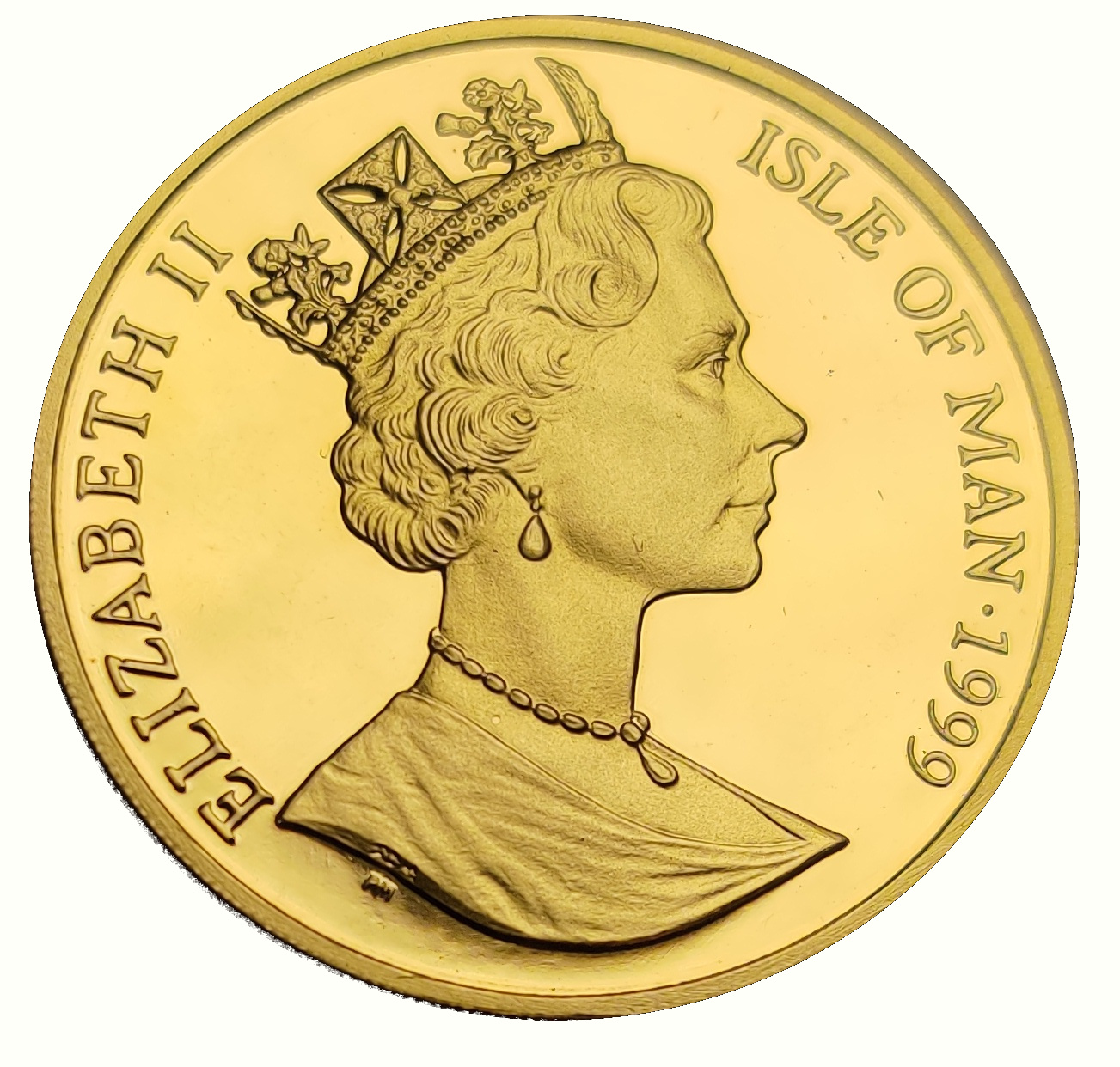 Isle of Man 1 Crown - Elizabeth II Blue British Short Hair Cat; Gold obverse